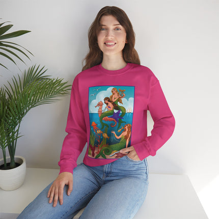 Three Mermaids with Strings of Pearls by Carlo Chiostri Heavy Blend™ Crewneck Sweatshirt