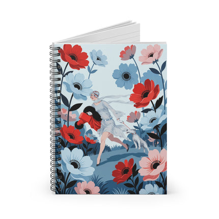 🌺🐕 The Lady Of The Windblown Garden Spiral Notebook – Art Deco Floral Adventure