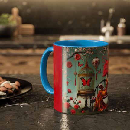 Reading in a Painted Garden Colorful Mugs (11oz, 15oz)