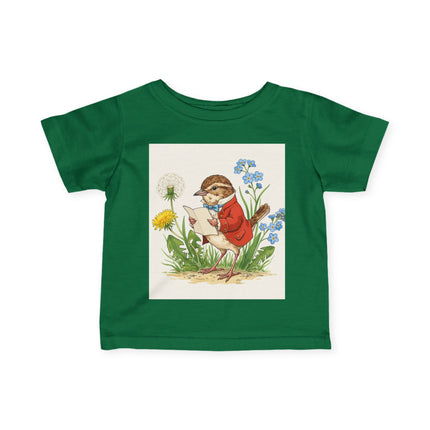 🐦📜 The Little Meadow Songbird Infant Fine Jersey Tee – Whimsical Woodland Charm