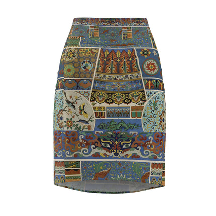 Chinois et Japonais by Auguste Racinet Women's Pencil Skirt (AOP)