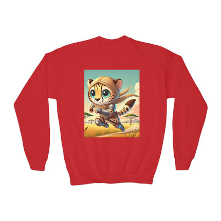 Swift Cheetah Youth Crewneck Sweatshirt – Speed, Energy & Adventure