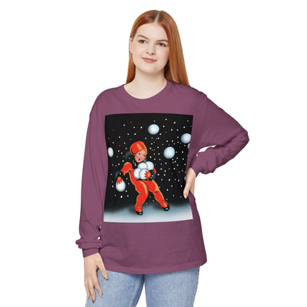 Festive Snowball Unisex Garment-dyed Long Sleeve T-Shirt