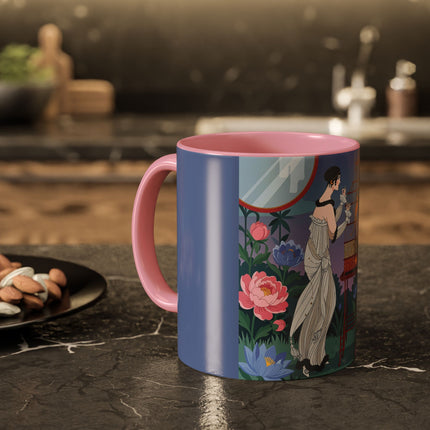 Whispers to the Golden Songbird Colorful Mugs – Art Deco Garden Elegance