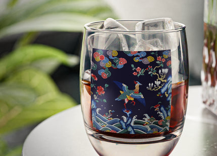 Rank Badge with Mandarin Duck Whiskey Glass