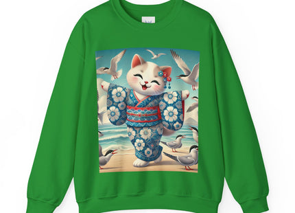 Geisha Kitten by the Seaside Heavy Blend™ Crewneck Sweatshirt