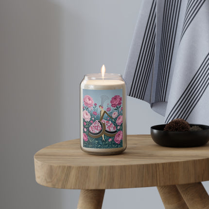🌸👒 The Lady Of The Pink Peony Garden Scented Soy Candle – Art Deco Floral Elegance