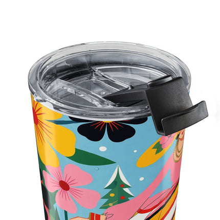 🎁🌸 The Lady Of The Striped Christmas Garden Tumbler – Art Deco Holiday Fantasy