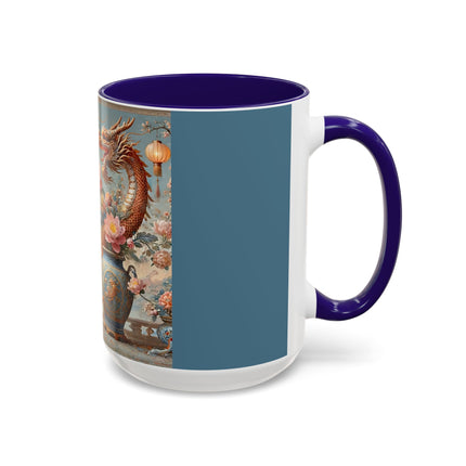Golden Dragon & Lantern Lady Colorful Mug – Imperial Dragon & Elegant Harmony