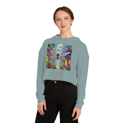 Neon Swarm Cropped Hooded Sweatshirt