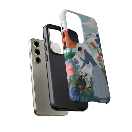 🦜🌺 The Lady Of The Garden Aviary Phone Case – Art Deco Floral Whimsy