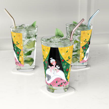 💌🎄 The Christmas Letter Of Holly House Pint Glass – Whimsical Art Deco Holiday Charm