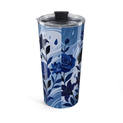 ☔💙 The Blue Rain Promenade Tumbler, 20oz – Art Deco Floral Fashion