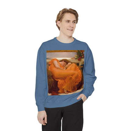 Flaming June by Frederic Leighton Unisex Garment-Dyed Sweatshirt
