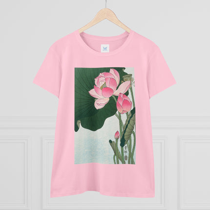 Blooming Lotus Flowers by Ohara Koson Women's Midweight Cotton Tee