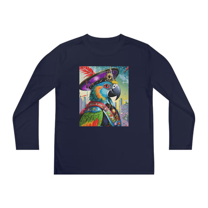 Tech Plumes Youth Long Sleeve Competitor Tee – Neon Wings & Cyberpunk Adventure