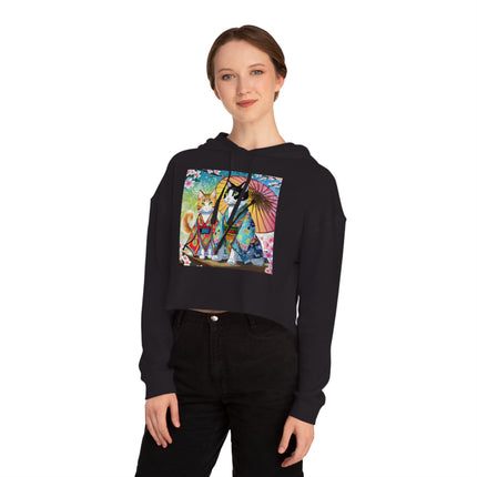 Kimono Kitties Cropped Hooded Sweatshirt