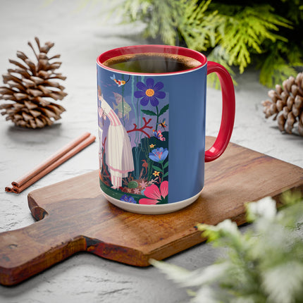 The Lady Of The Enchanted Aquarium Colorful Mugs – Art Deco Aquatic Elegance