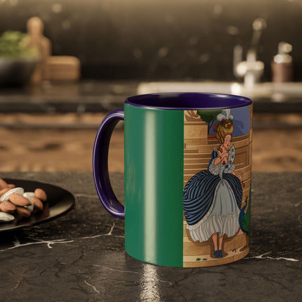 The Peacock's Admiration Colorful Mug (11oz, 15oz) – Rococo Elegance, Peacock Beauty & Garden Charm
