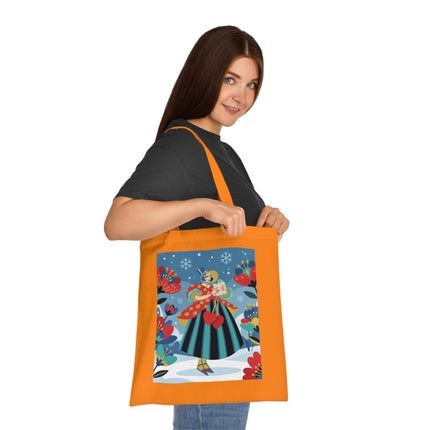 ❤️❄️ The Winter Heart Messenger Cotton Tote Bag – Art Deco Winter Enchantment
