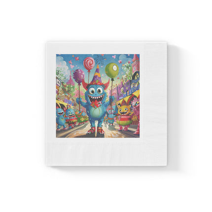 Monster Parade Madness White Coined Napkins