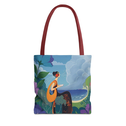 🌊🌺 The Lady Of The Seaside Garden Tote Bag – Art Deco Coastal Fantasy