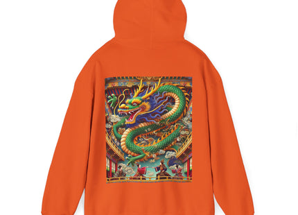 Tibetan Dragon Over Kabuki Duel – Heavy Blend™ Hooded Sweatshirt