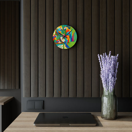 Colorful Macaws Acrylic Wall Clock, Round and Square