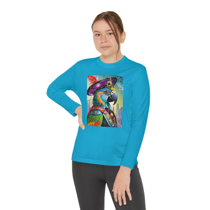 Tech Plumes Youth Long Sleeve Competitor Tee – Neon Wings & Cyberpunk Adventure