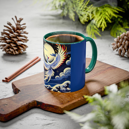 Majestic White Crane Colorful Mugs (11oz, 15oz)
