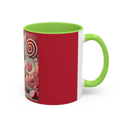 Whimsical Geisha Kitten in a Valentine Garden Colorful Mugs (11oz, 15oz)