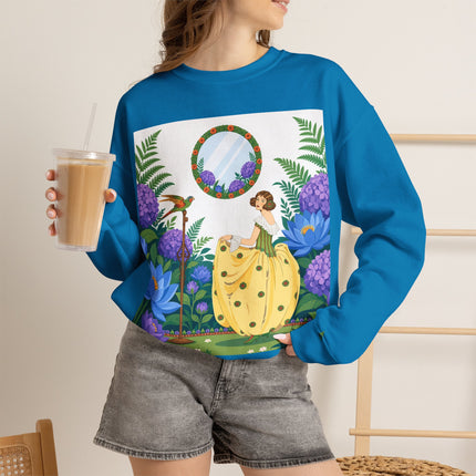 🦜🪷 The Parrot Garden Reflection Crewneck Sweatshirt – Art Deco Fashion Whimsy