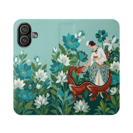 🐉🌿 The Dragon Keeper Flip Case – Art Deco Floral Fantasy
