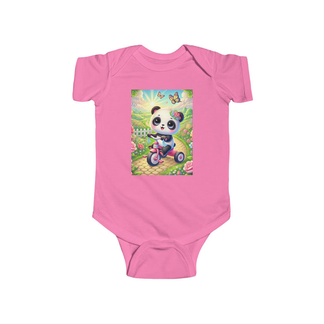Panda’s Garden Ride Baby Bodysuit – Tricycle Garden Adventure Design