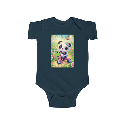 Panda’s Garden Ride Baby Bodysuit – Tricycle Garden Adventure Design