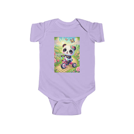 Panda’s Garden Ride Baby Bodysuit – Tricycle Garden Adventure Design