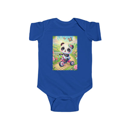 Panda’s Garden Ride Baby Bodysuit – Tricycle Garden Adventure Design