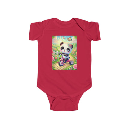 Panda’s Garden Ride Baby Bodysuit – Tricycle Garden Adventure Design