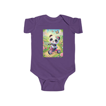 Panda’s Garden Ride Baby Bodysuit – Tricycle Garden Adventure Design