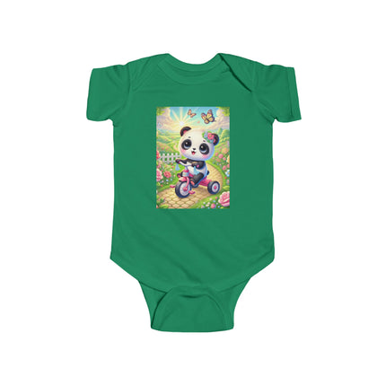 Panda’s Garden Ride Baby Bodysuit – Tricycle Garden Adventure Design