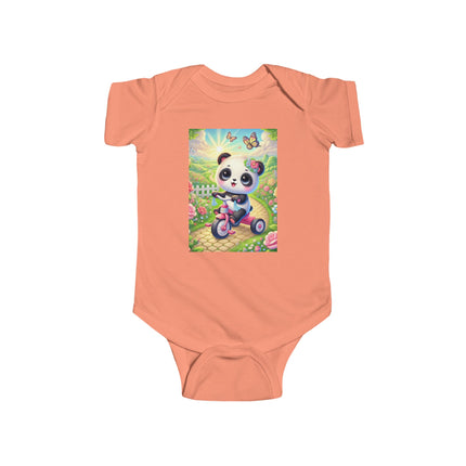 Panda’s Garden Ride Baby Bodysuit – Tricycle Garden Adventure Design