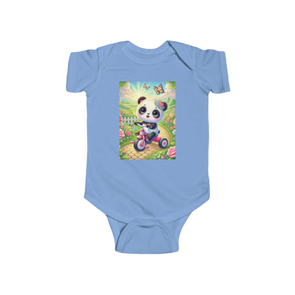 Panda’s Garden Ride Baby Bodysuit – Tricycle Garden Adventure Design