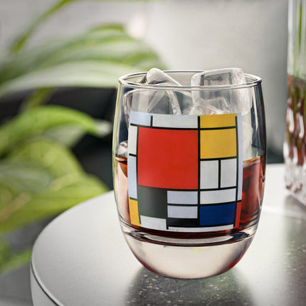 Composition with Red, Yellow, Blue, and Black by Piet Mondrian Whiskey Glass