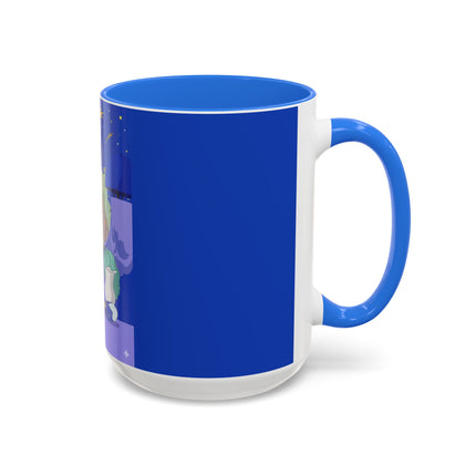 Wishes Beneath the Comet Sky Colorful Mug (11oz, 15oz) – Celestial Magic, Art Deco Elegance & Dreamy Wonder