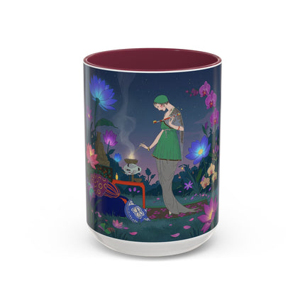 Moonlit Incense Ceremony Colorful Mugs – Art Deco Meditation Garden