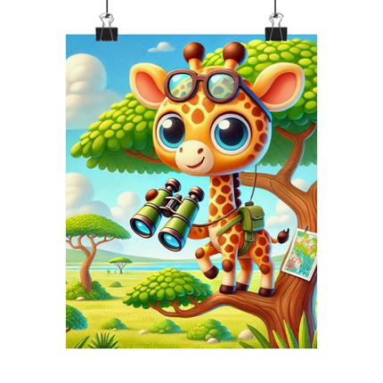 🦒🌿 Giraffe Lookout Matte Vertical Poster – Curiosity, Adventure & Joyful Discovery