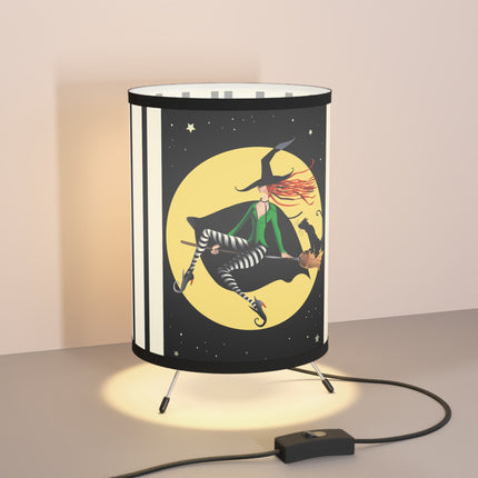 A Witch’s Moonlit Flight Tripod Lamp