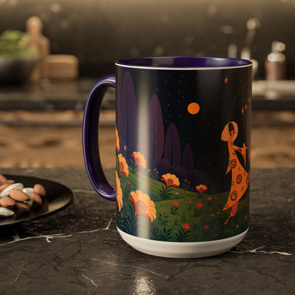 🌙🌼 The Moonlit Floral Dancer Colorful Mug – Art Deco Garden Fantasy