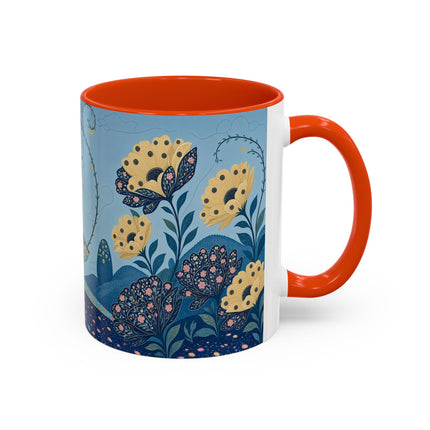 🌼🦋 The Enchanted Butterfly Garden Promenade Colorful Mug – Art Deco Floral Whimsy