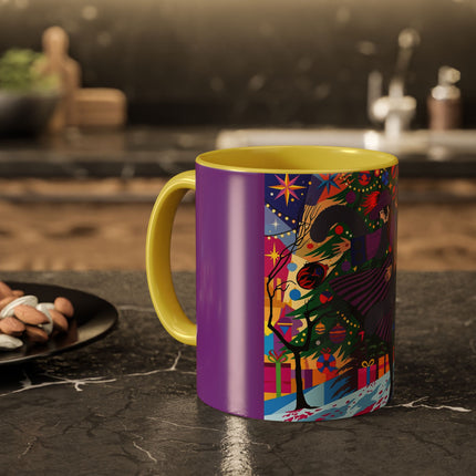 🎄✨ Christmas Among The Twinkling Trees Colorful Mug – Art Deco Holiday Fantasy